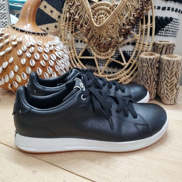 KURU Roam Men's Classic Court Sneakers Leather Black Lace Up